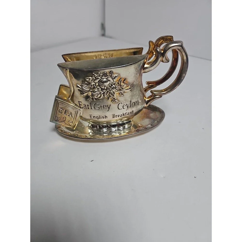 Earl Grey - Ceylon Tea, English Breakfast, Napkin Holder, Silver Plate